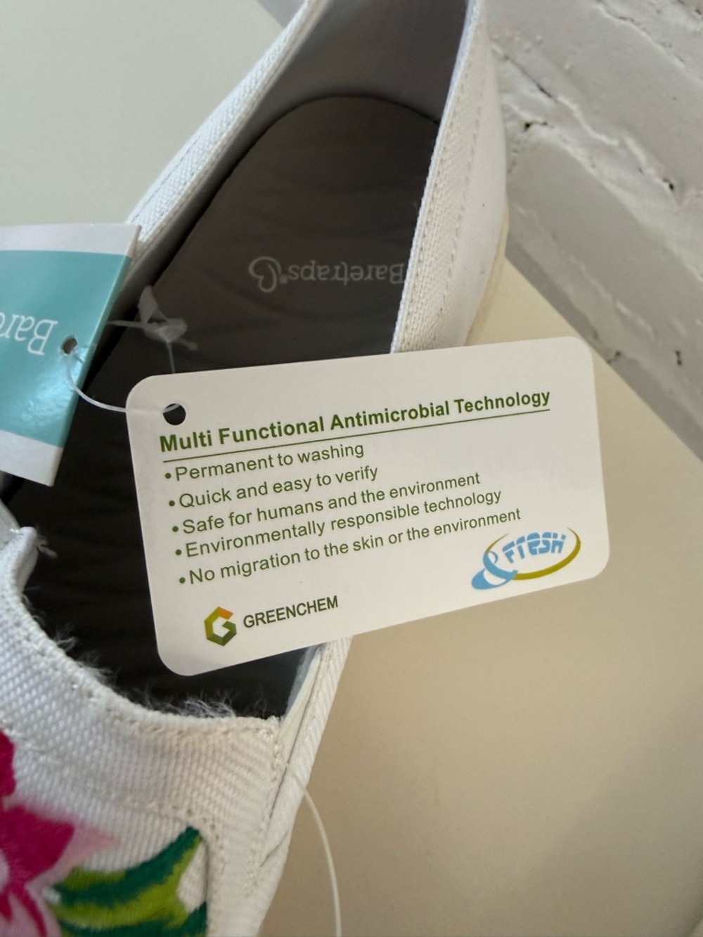Baretraps White Slip-On Sneakers with Pink & Blue Floral Embroidery - Picture 4 of 5